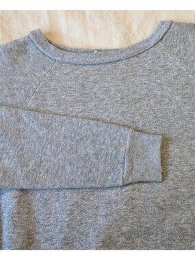 Vintage 60s 70s All Cotton Heather Gray Faded Raglan Sweatshirt Guessets LG USA